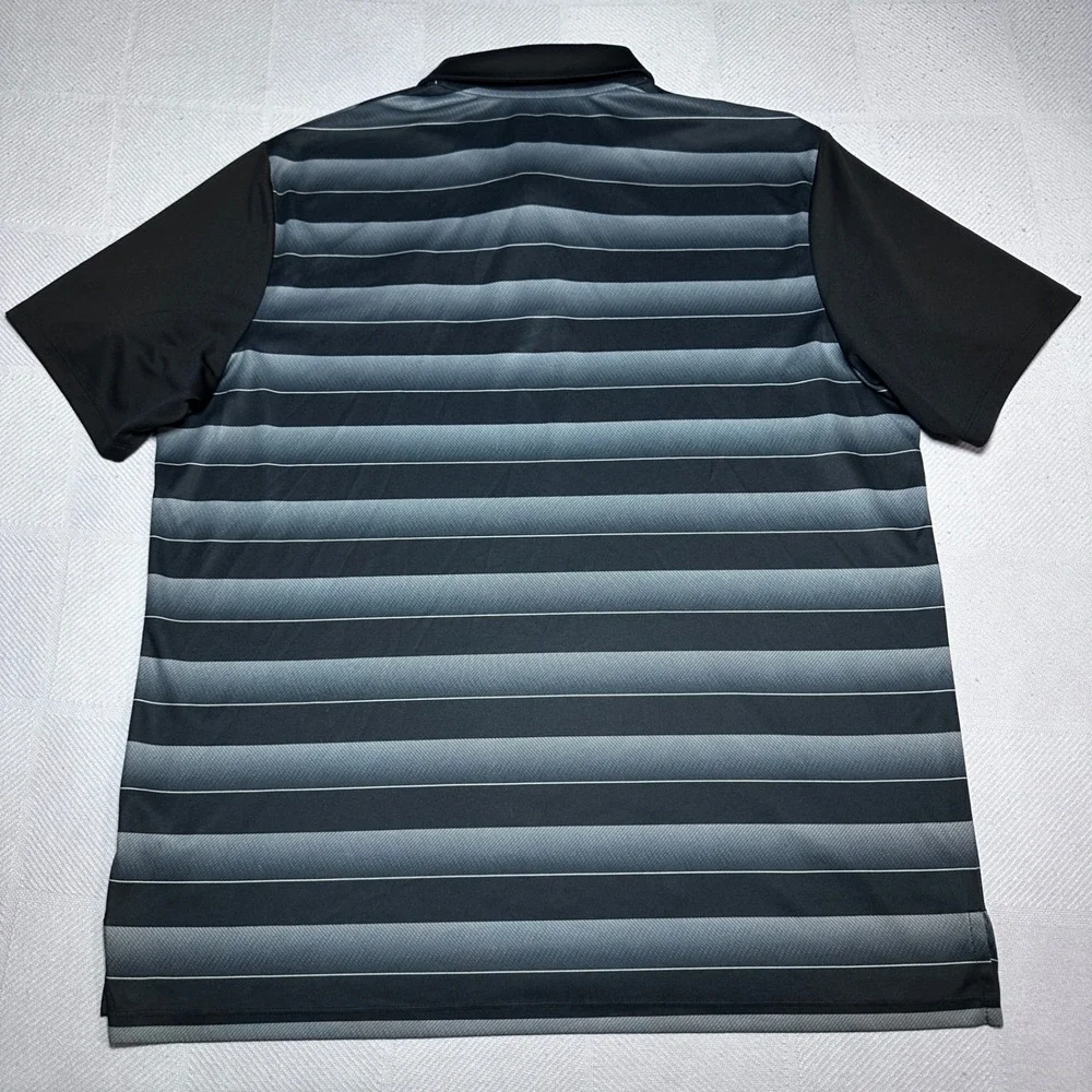 Adidas Polo Golf Shirt Men Large‎ Whistling Straits Performance Striped Black